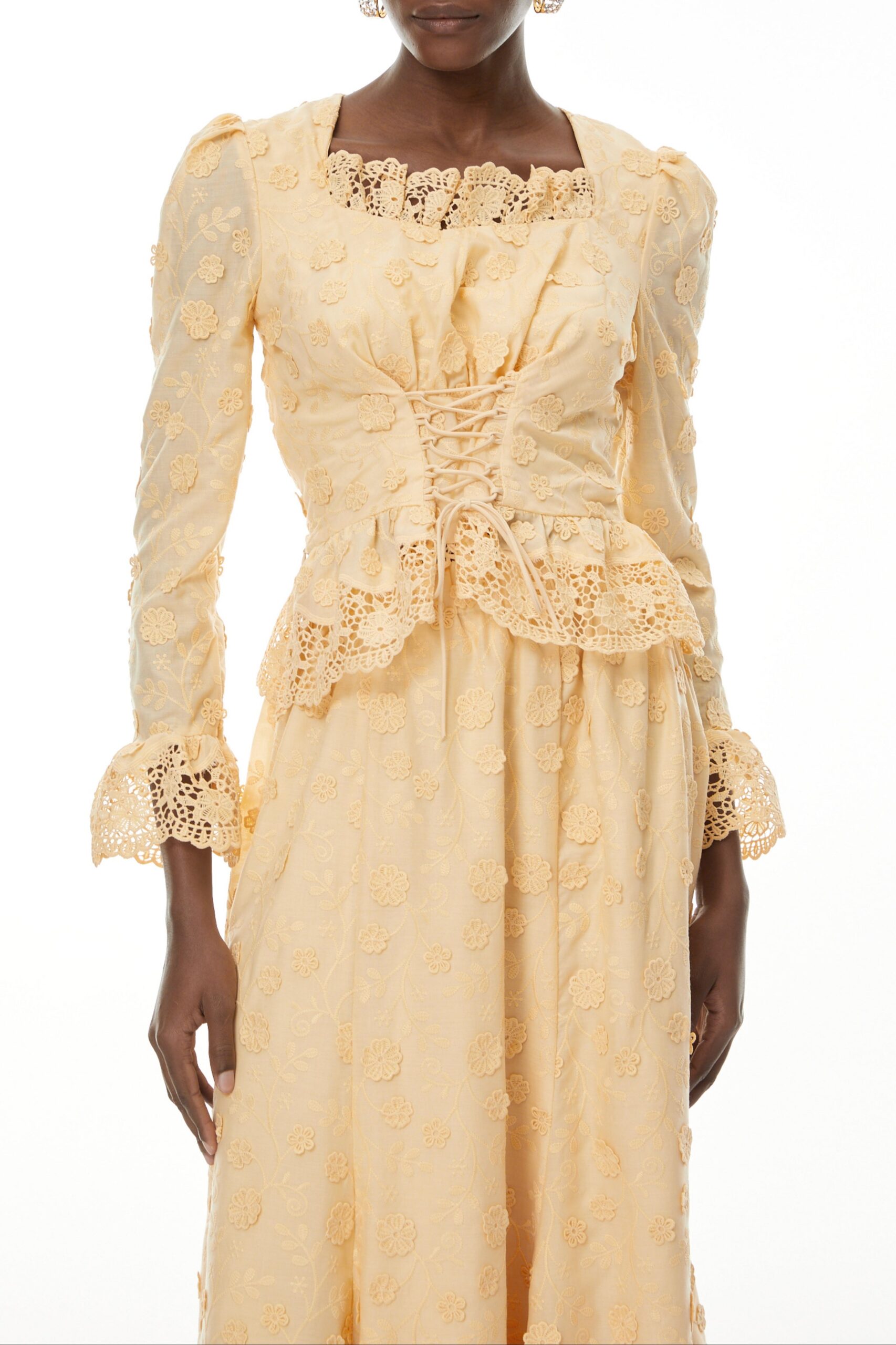 REBECCA APRICOT LACE BLOUSE & SKIRT SET, FEMININE WEDDING GUEST