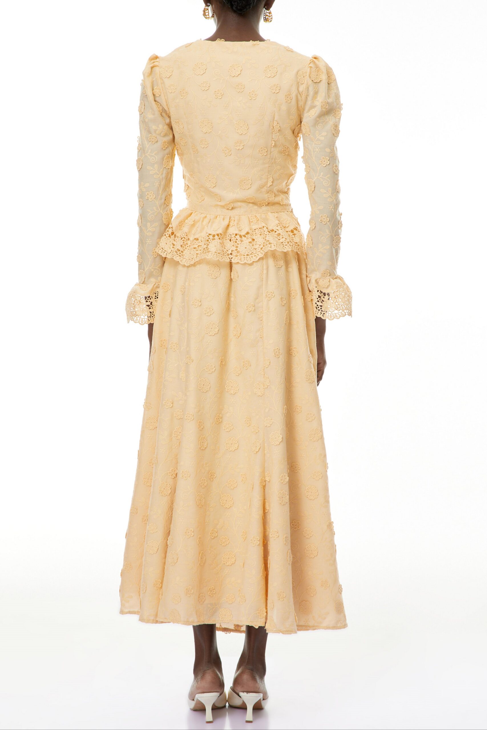 REBECCA APRICOT LACE BLOUSE & SKIRT SET, FEMININE WEDDING GUEST