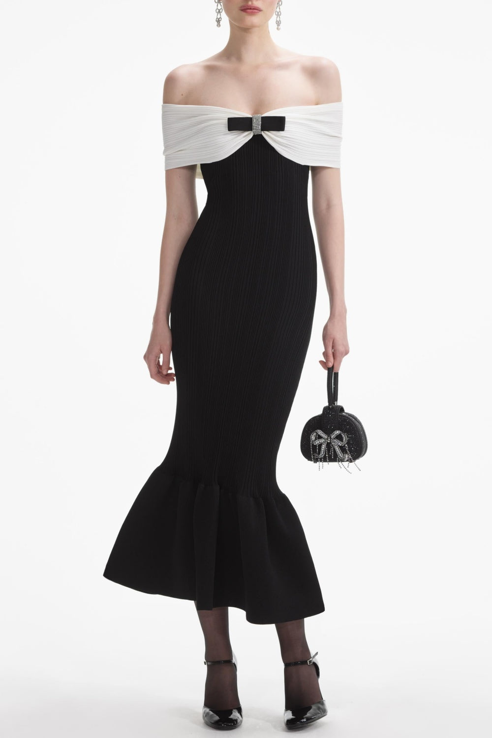 FrederOffShoulderBowMidiDress1 FREDER OFF-SHOULDER BOW MIDI DRESS FOR PARTY
