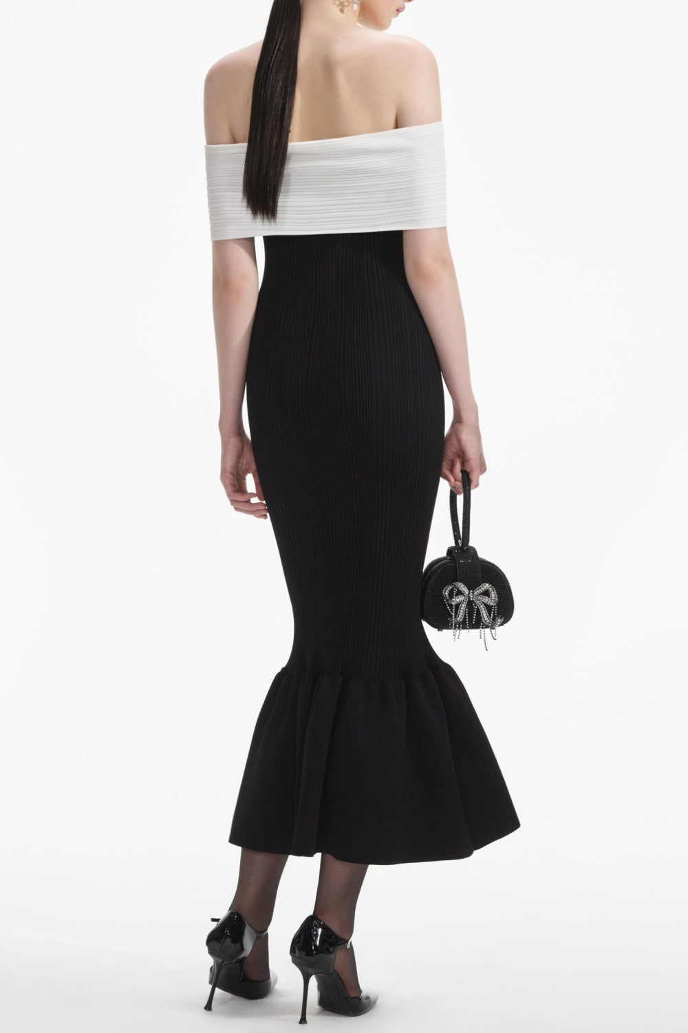 FREDER OFF-SHOULDER BOW MIDI DRESS FOR PARTY