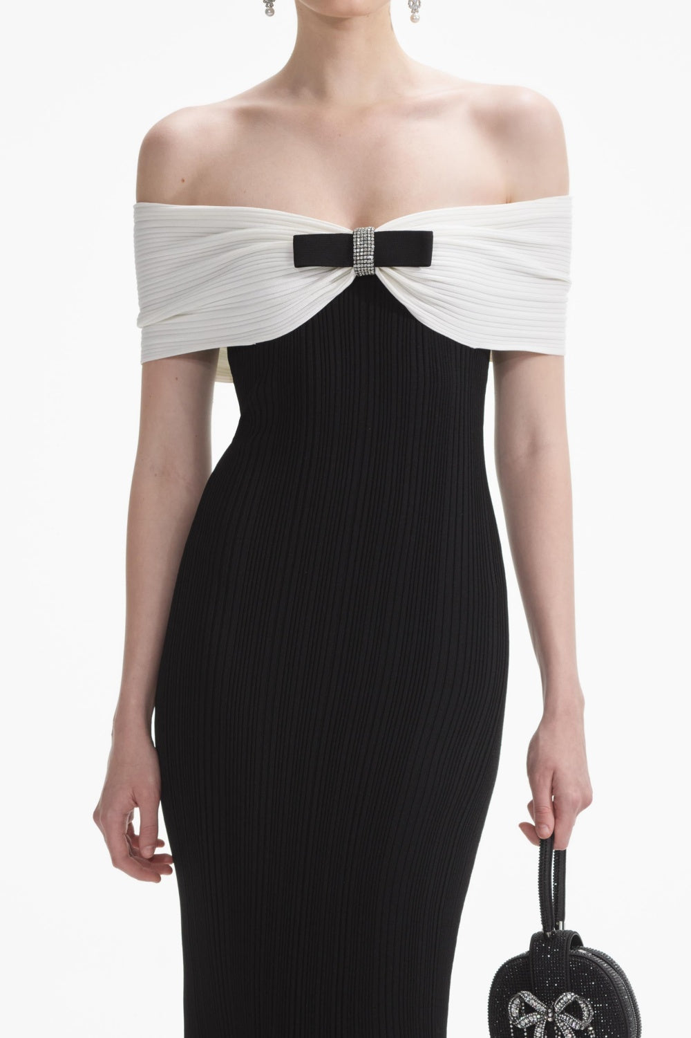 FREDER OFF-SHOULDER BOW MIDI DRESS FOR PARTY
