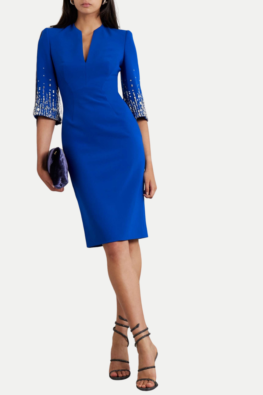 FULIA BLUE DIAMANTE MIDI DRESS FOR EVENING