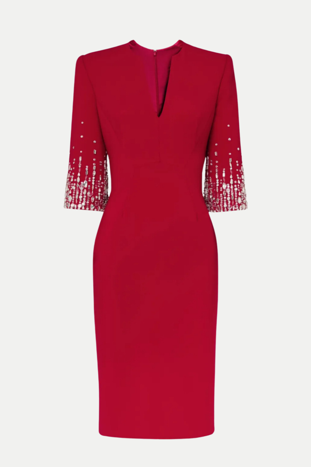 FULIA RED DIAMANTE MIDI DRESS, PARTY EMBELLISHED