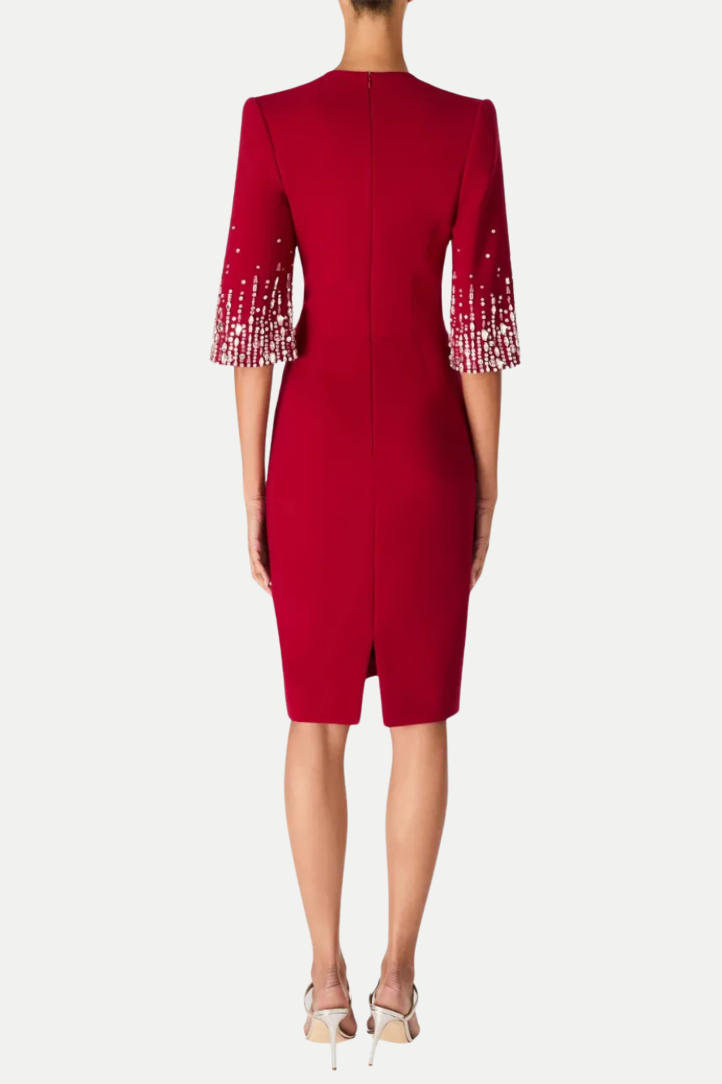 FULIA RED DIAMANTE MIDI DRESS, PARTY EMBELLISHED