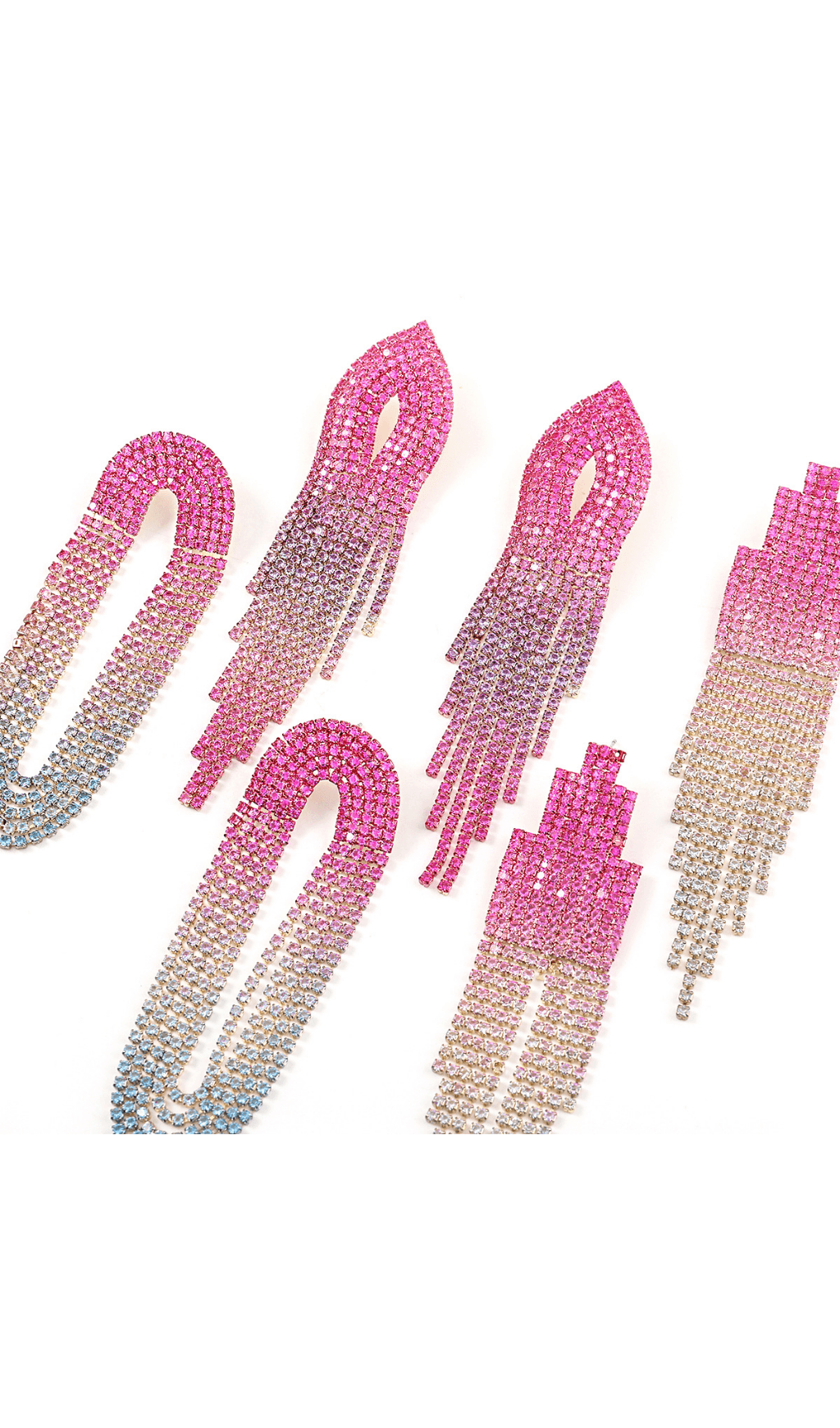 FULL DIAMOND TASSEL CHANDELIER WEDDING EARRINGS