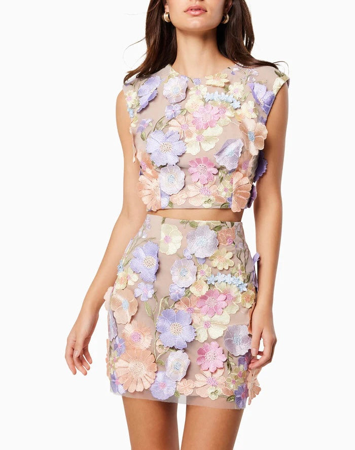 LUXE FLORAL APPLIQUE SET: ELEGANT PARTY SILHOUETTE