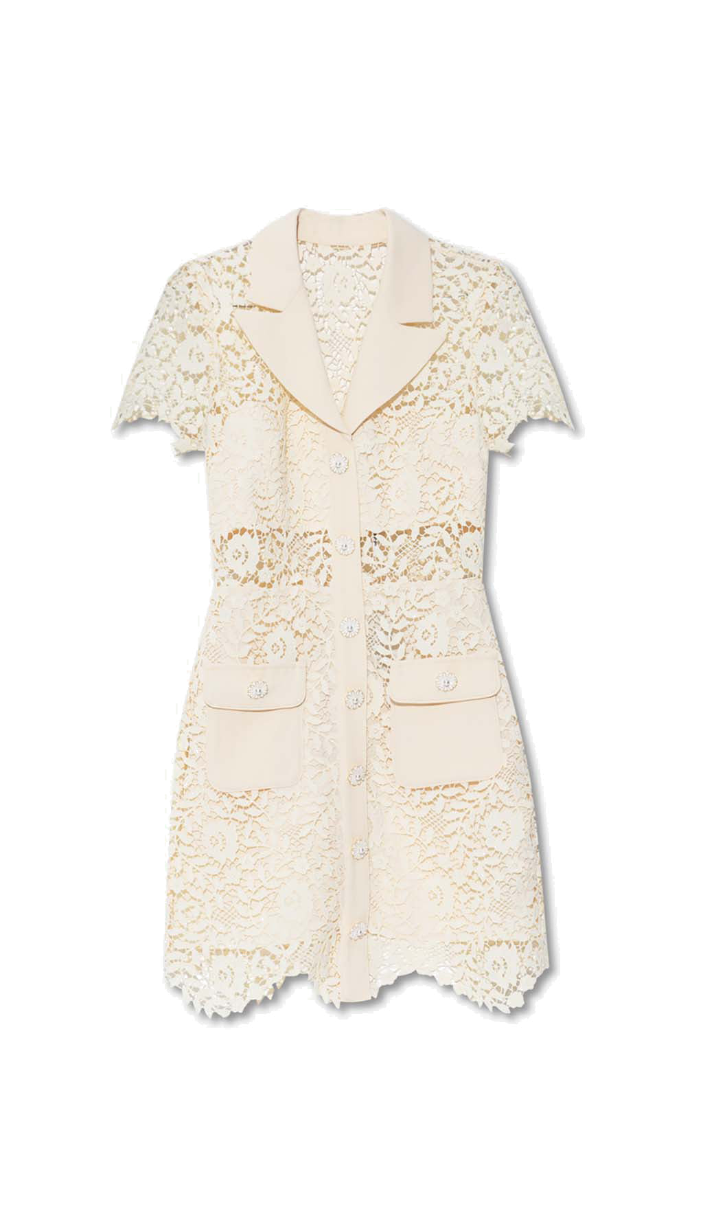 GUIPURE LACE JACKET DRESS WITH FLAP POCKETS