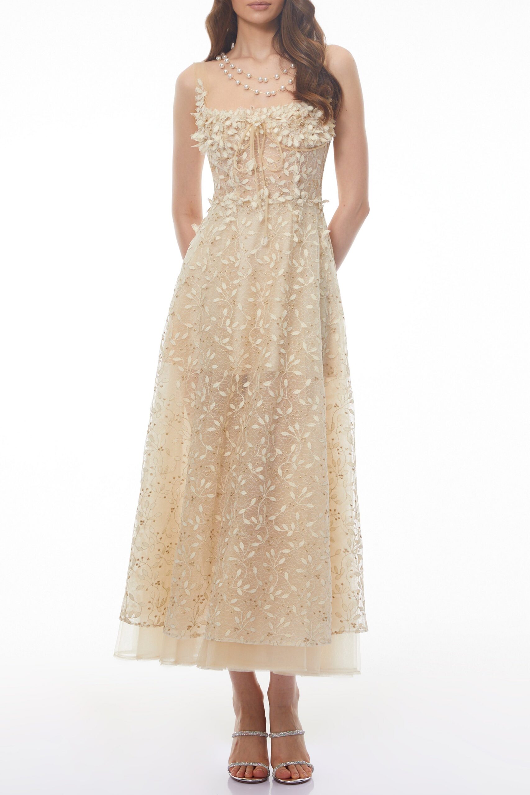 GabriellaChampagneTulleMaxiDresswith3DPetals_4 GABRIELLA CHAMPAGNE TULLE MAXI DRESS 3D PETAL