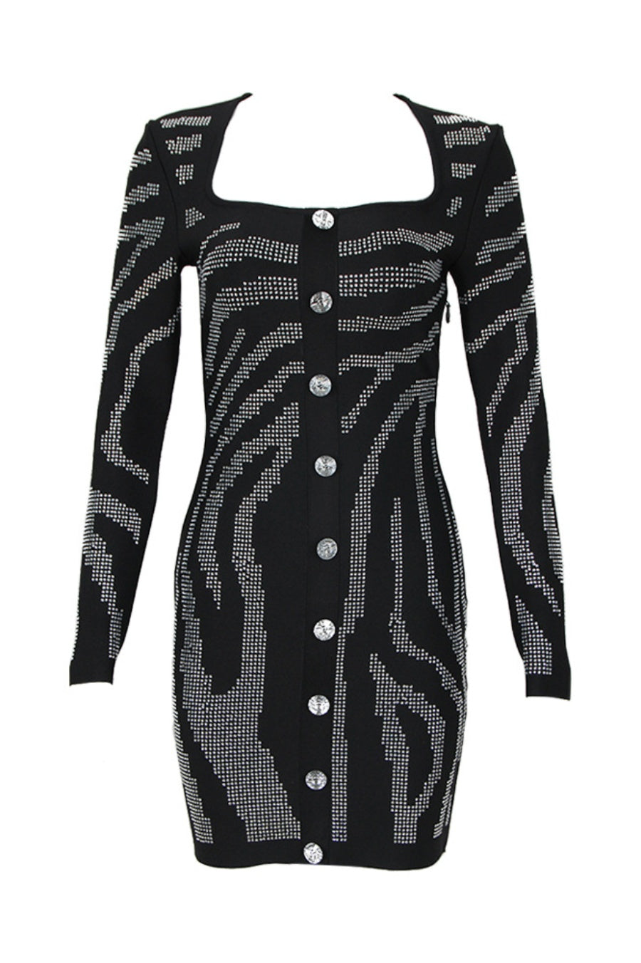 GAMMA ZEBRA CRYSTAL MINI BODYCON PARTY DRESS
