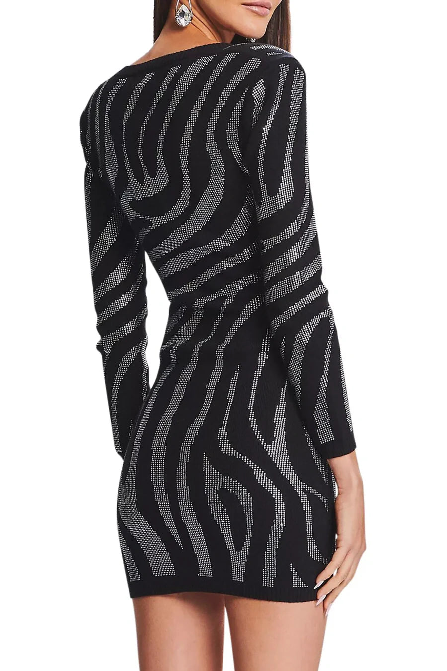 GAMMA ZEBRA CRYSTAL MINI BODYCON PARTY DRESS