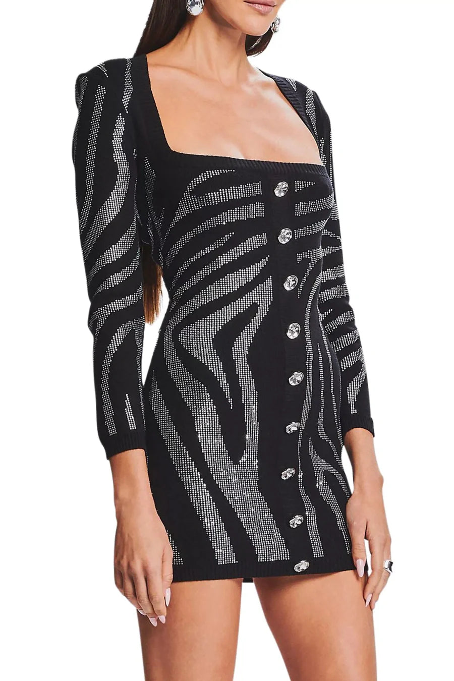 GAMMA ZEBRA CRYSTAL MINI BODYCON PARTY DRESS