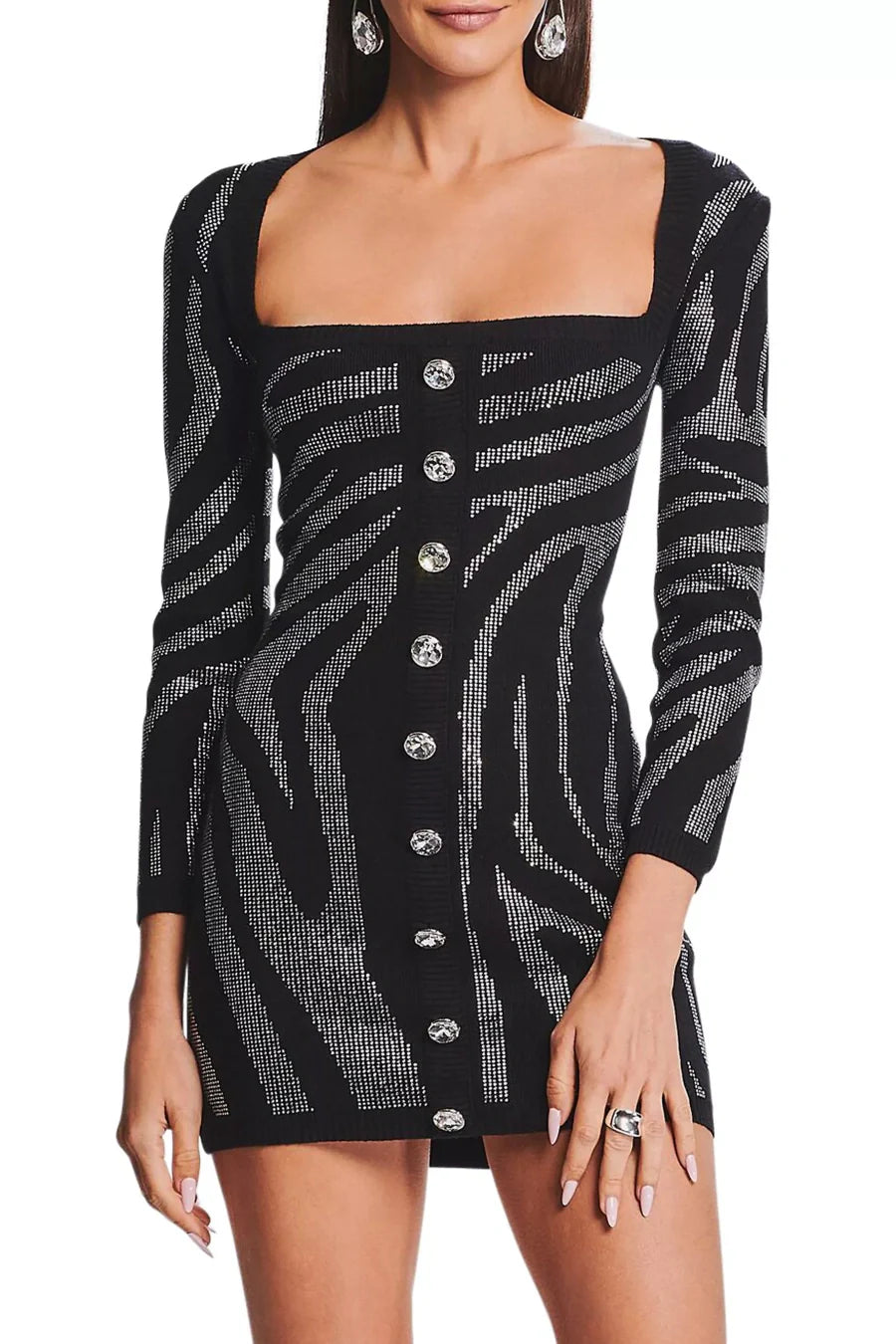 GAMMA ZEBRA CRYSTAL MINI BODYCON PARTY DRESS
