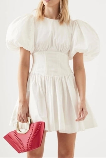 GiannaPuffSleeveMiniDress_1 PUFF SLEEVE WHITE MINI DRESS FOR WEDDING GUEST