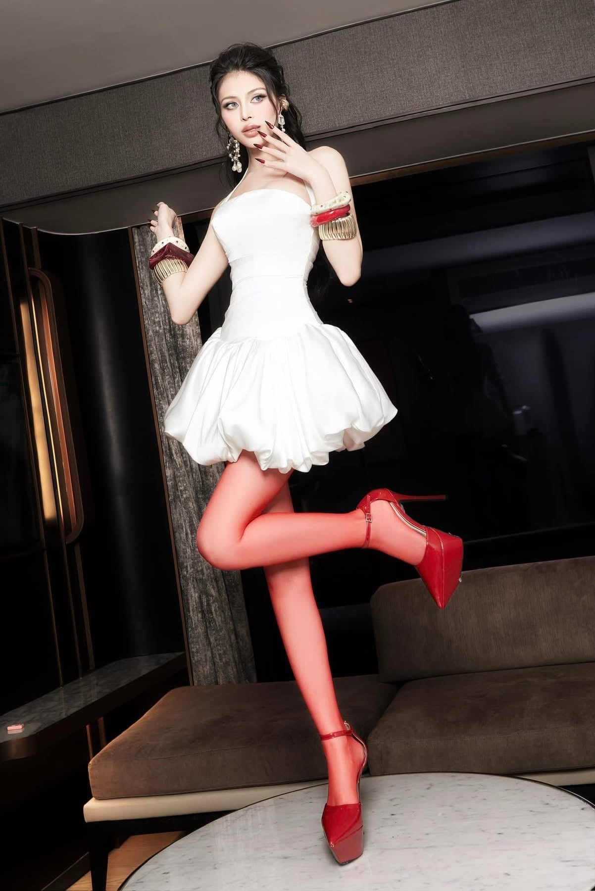 ROSETTA HALTER BUBBLE MINI PARTY DRESS