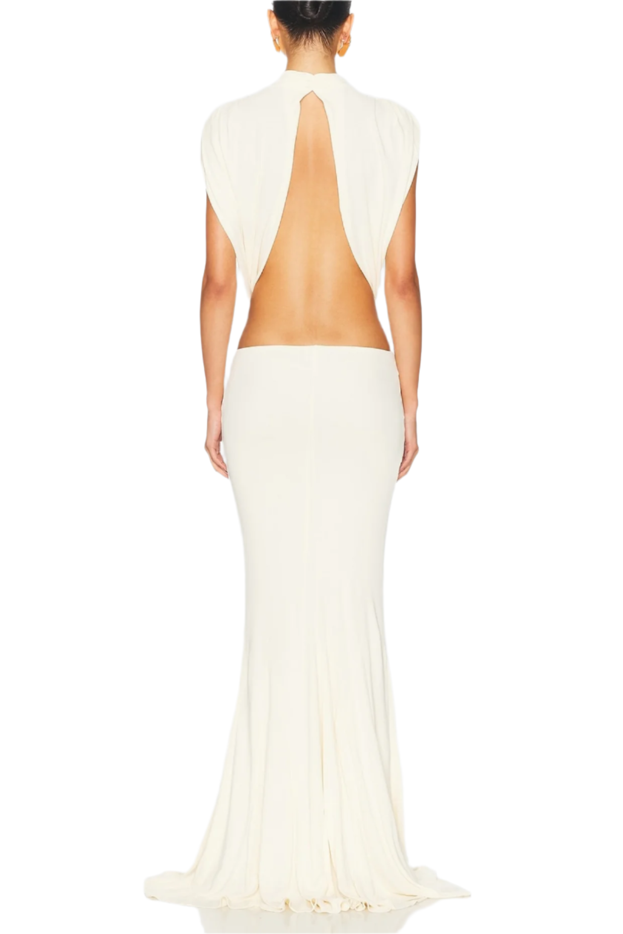 GRAILLOT BOW CUTOUT BACKLESS WHITE MAXI DRESS