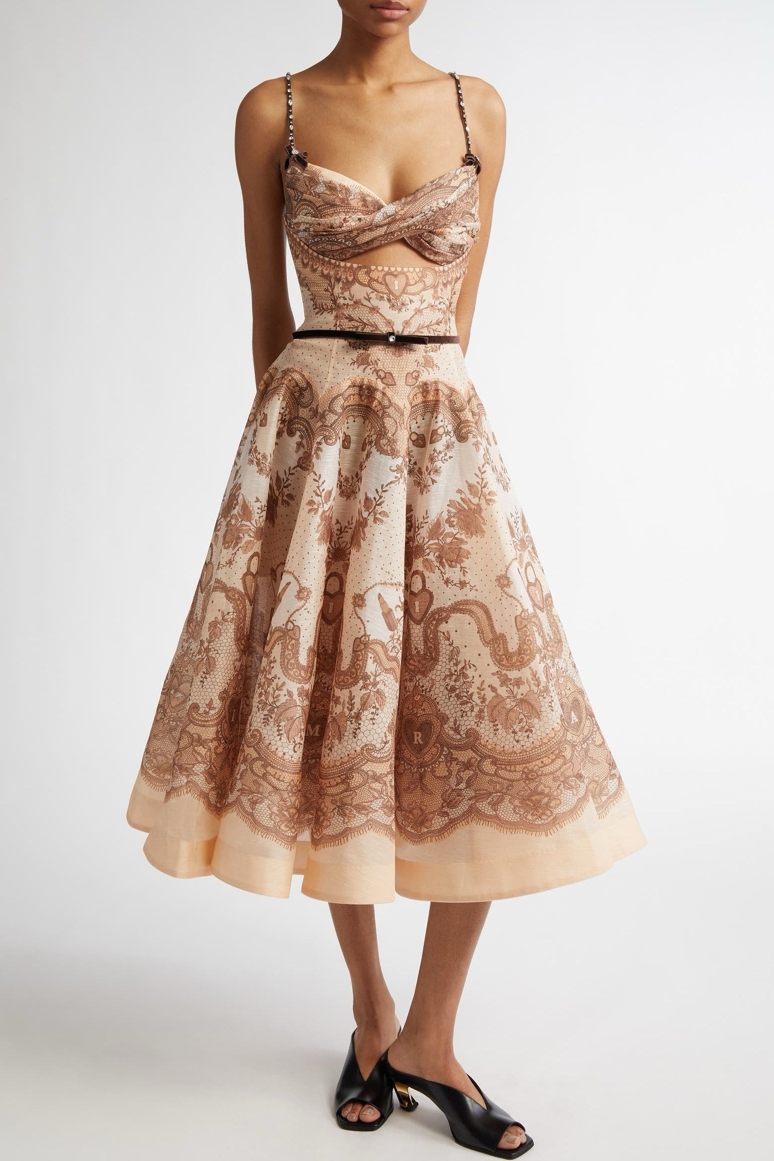 GRIYDA PRINT CUTOUT MIDI DRESS FOR PARTY