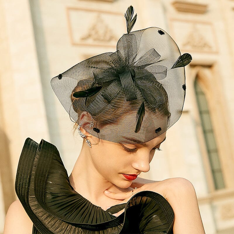 RETRO HEMP FEATHER FASCINATOR WEDDING HAT