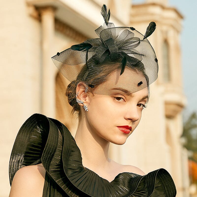 RETRO HEMP FEATHER FASCINATOR WEDDING HAT