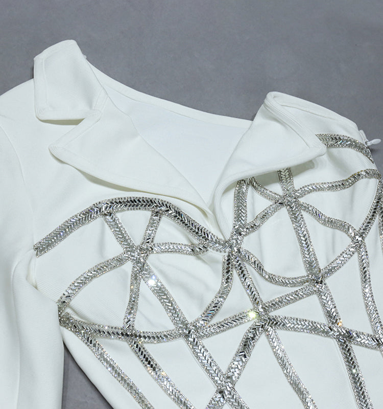 ELEGANT ASYMMETRICAL ONE SHOULDER WHITE DRESS