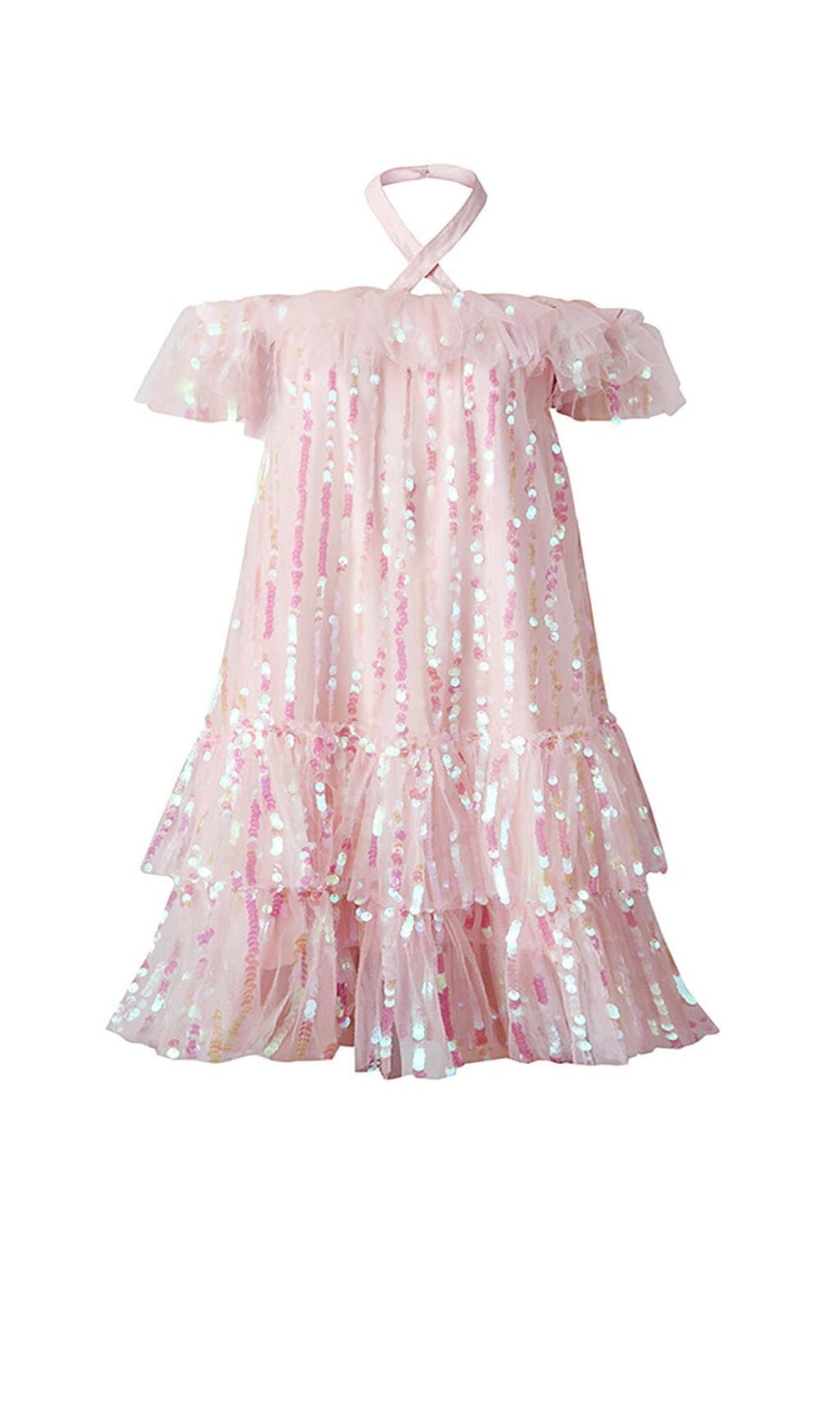 SEQUIN HALTER MINI DRESS IN PINK FOR PARTY