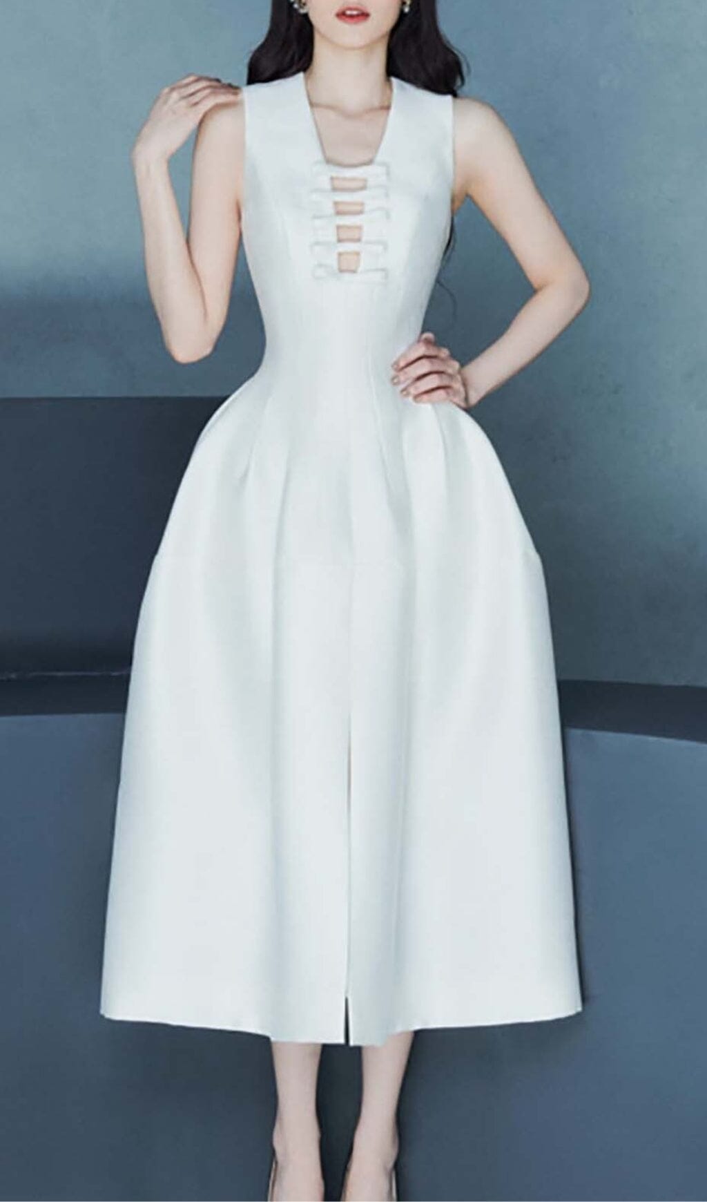 HOLLOW HIGH WAIST A-LINE PARTY DRESS
