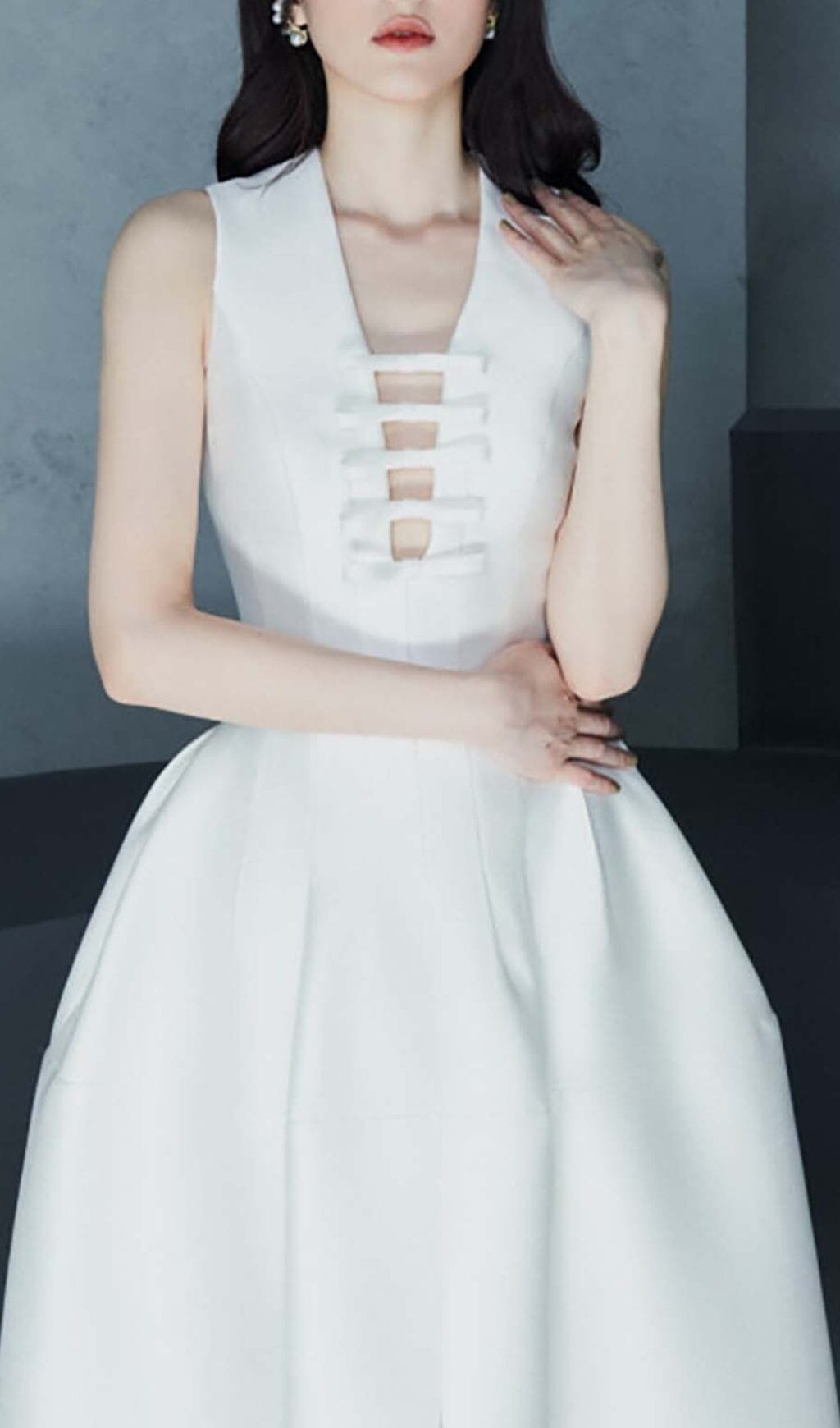 HOLLOW HIGH WAIST A-LINE PARTY DRESS
