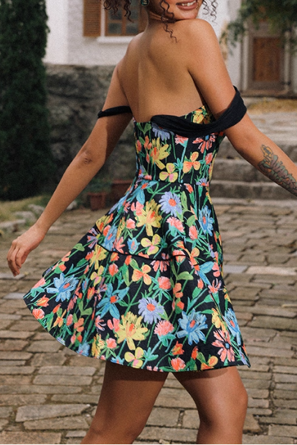 SIMONA SATIN A-LINE STRAP MINI DRESS