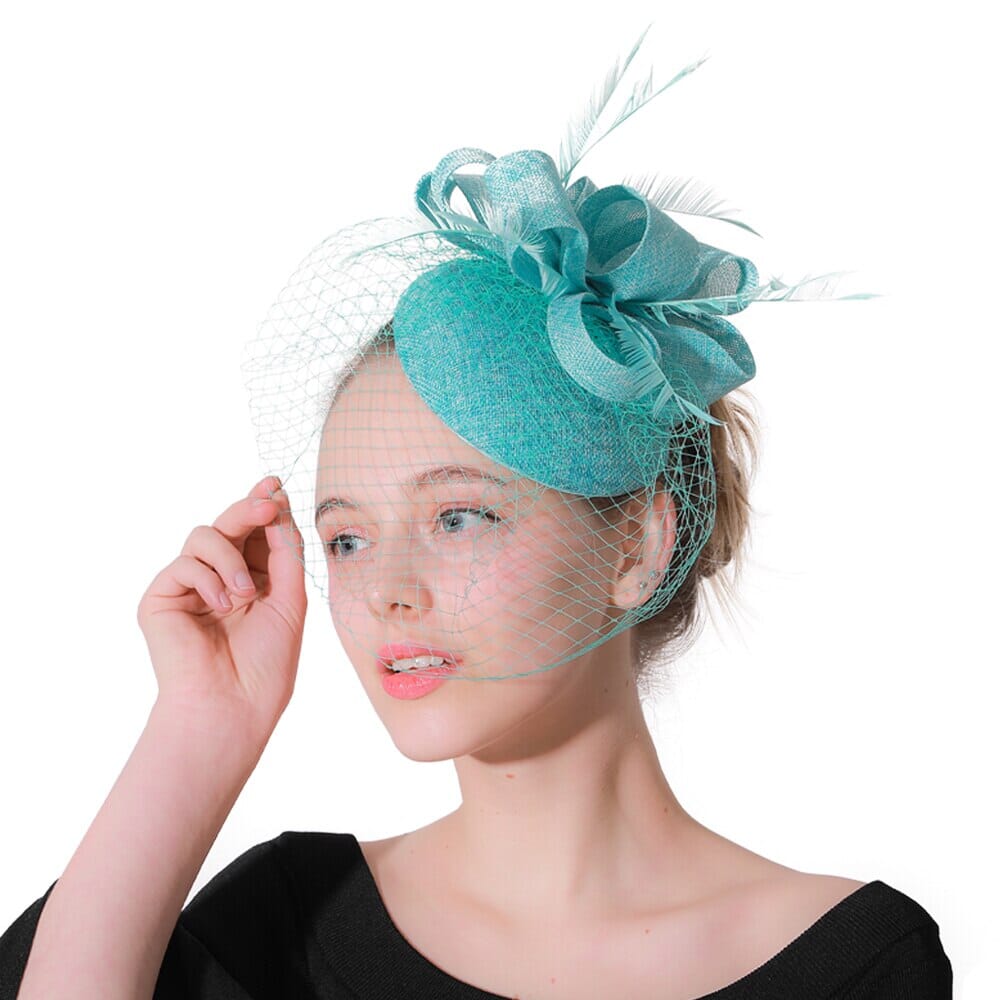 TURQUOISE FASCINATOR VEIL WEDDING COCKTAIL PARTY