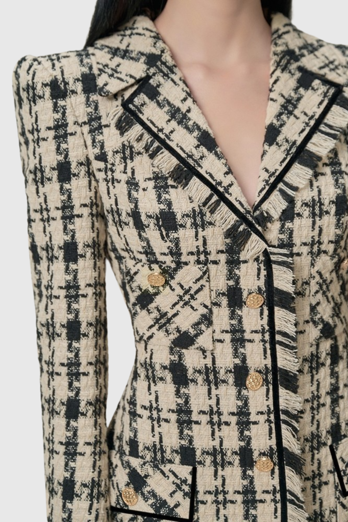 OPHELIA HOUNDSTOOTH TWEED MINI DRESS COCKTAIL