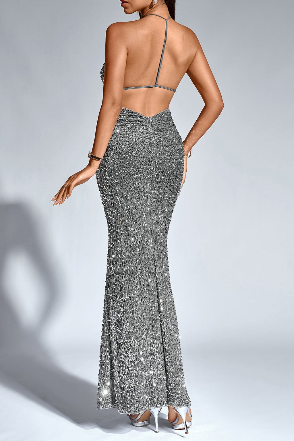 HALTER SEQUIN MERMAID DRESS FOR PARTY