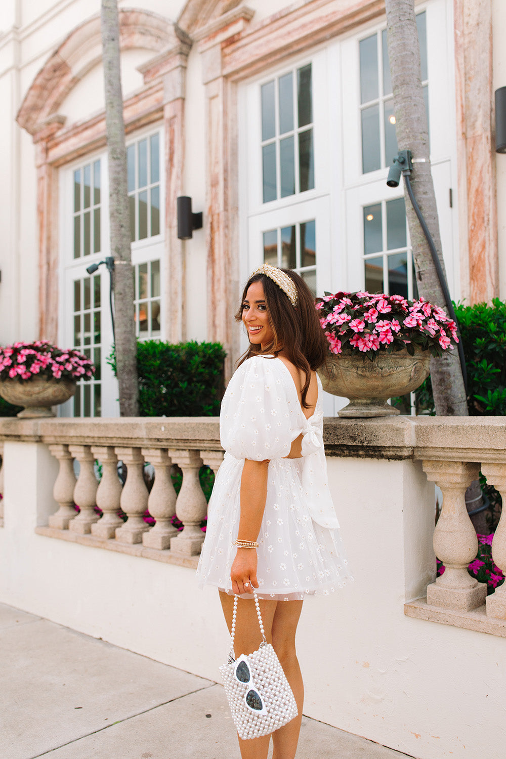 HANNAH WHITE ELASTIC WAIST MINI DRESS