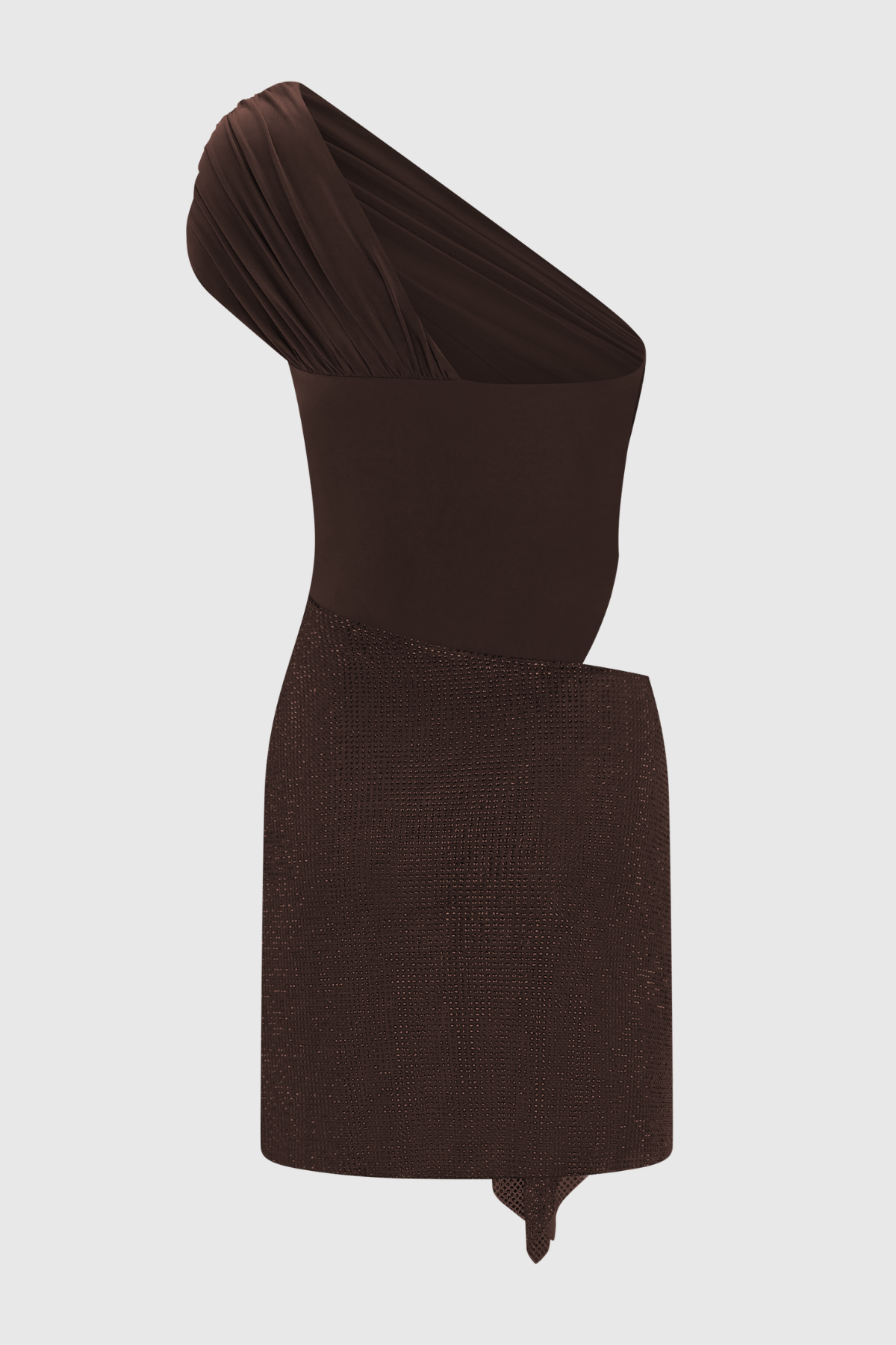 HARLORA ONE SHOULDER CRYSTAL MINI DRESS