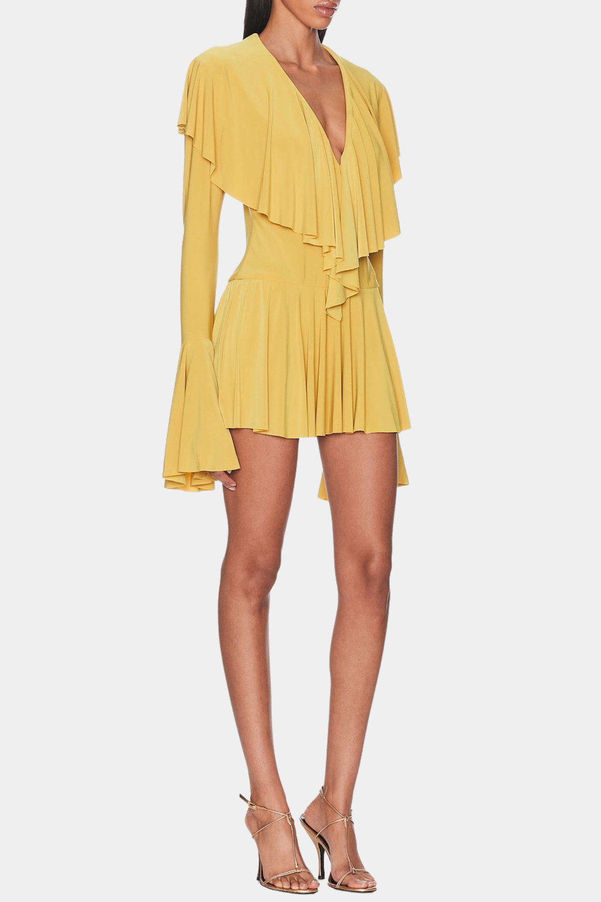 HATHAY YELLOW RUFFLE MINI DRESS
