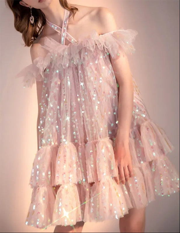 Hd9e7678fa0f541a584ec0da661bedfe8t SEQUIN HALTER MINI DRESS IN PINK FOR PARTY