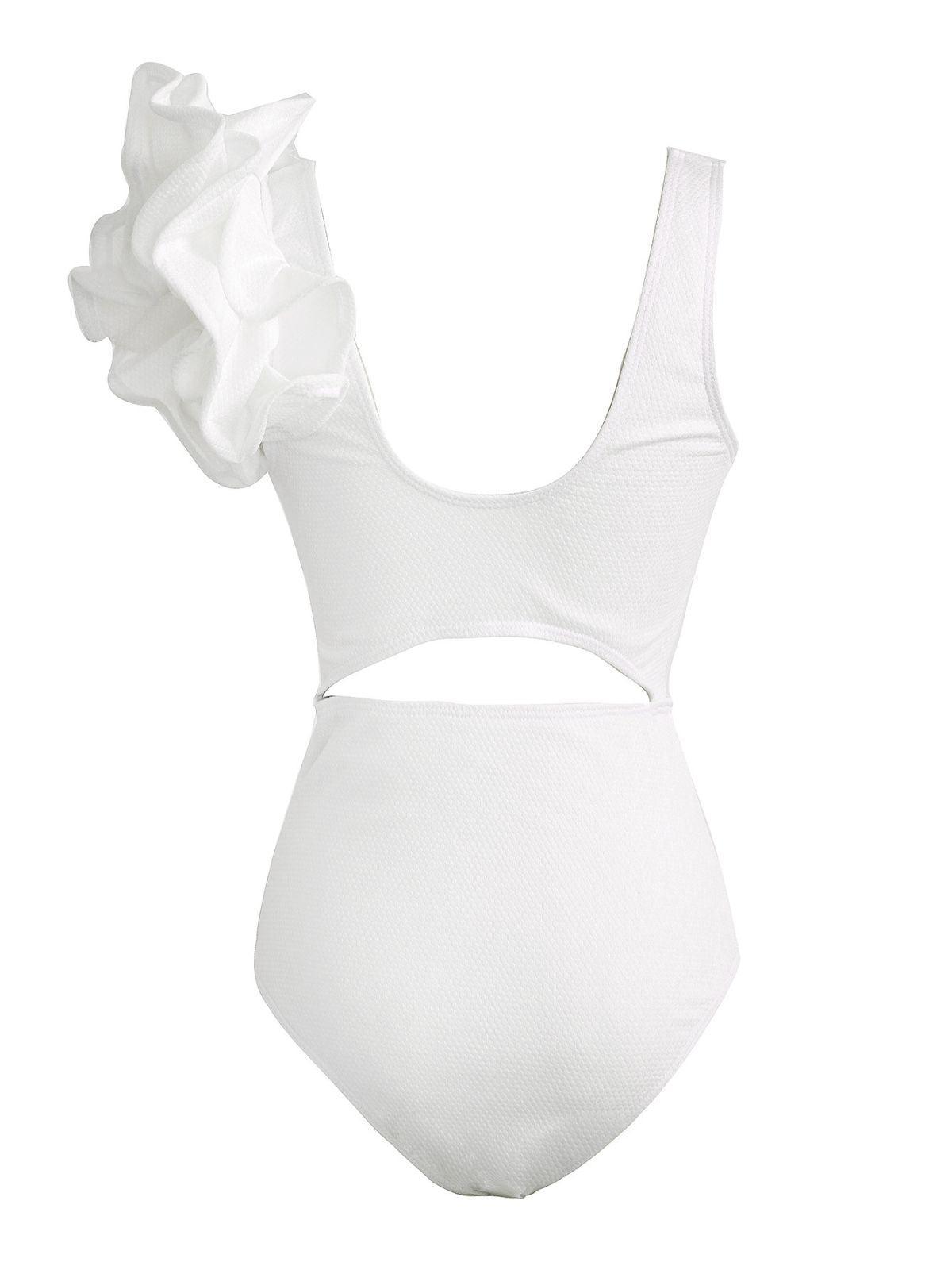 HEATHER RUFFLE CUTOUT ONE-PIECE SWIMSUIT