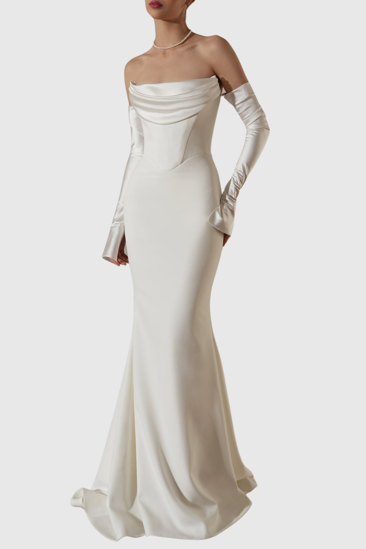 OFF SHOULDER CORSET MAXI DRESS WHITE WEDDING
