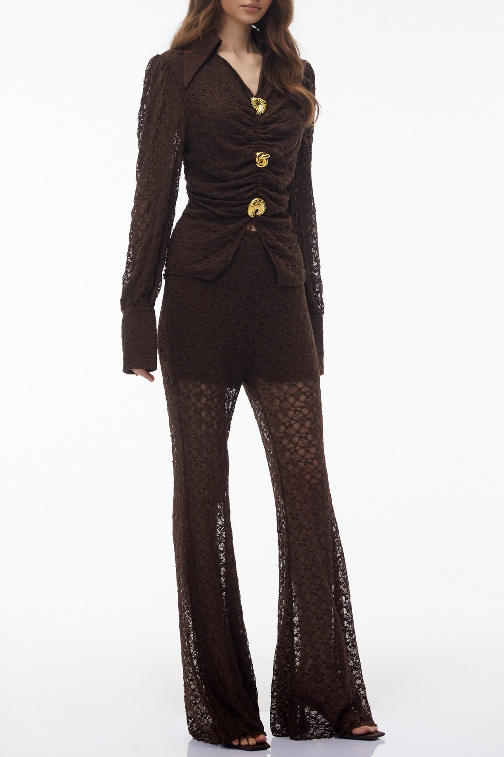 KAREN BROWN LACE TOP & TROUSER SET - WEDDING GUEST OCCASION