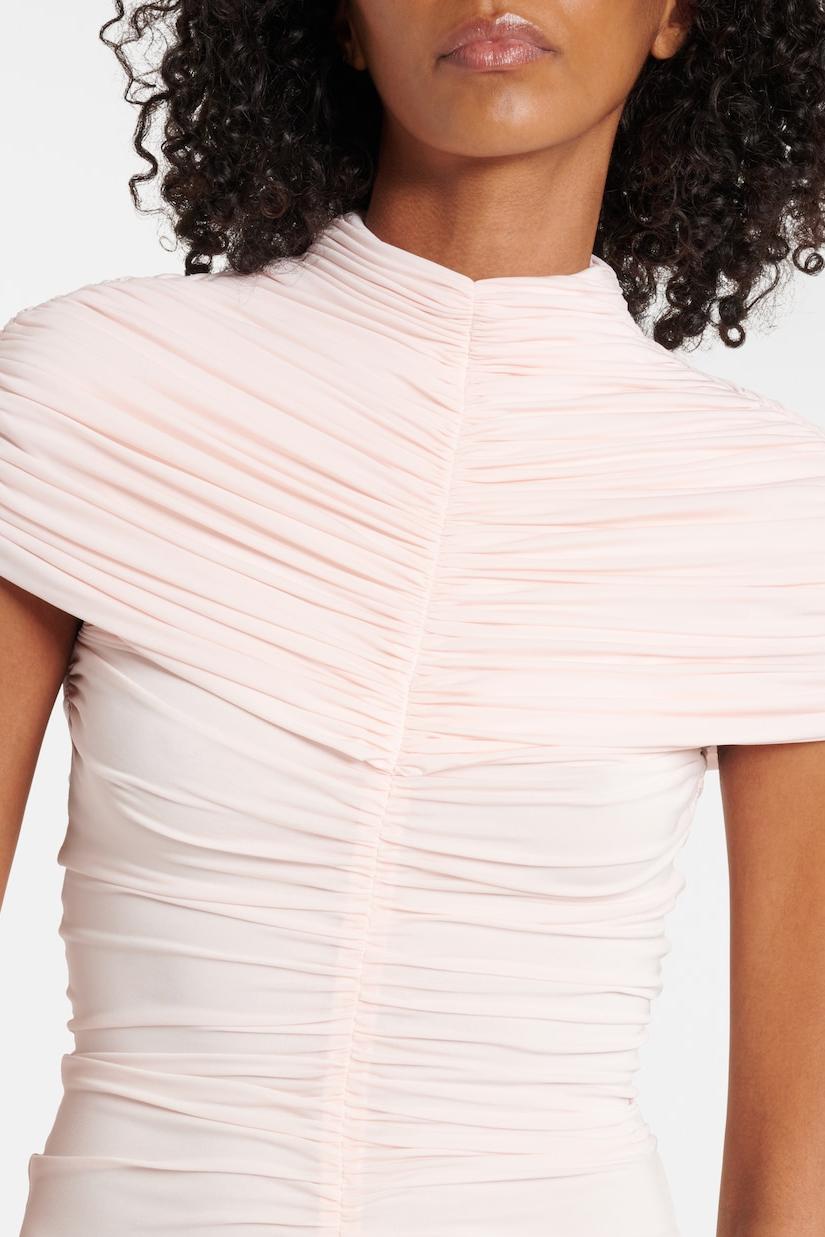 HIRAKU RUCHED MIDI DRESS FOR WEDDING GUEST