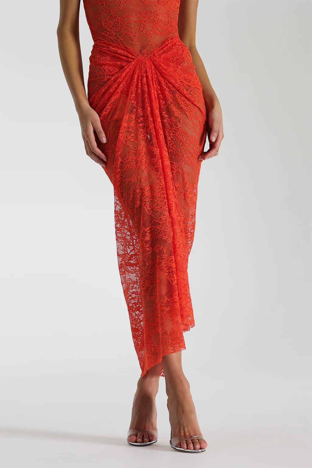 STRAPLESS TWISTED LACE DRESS FOR PARTY