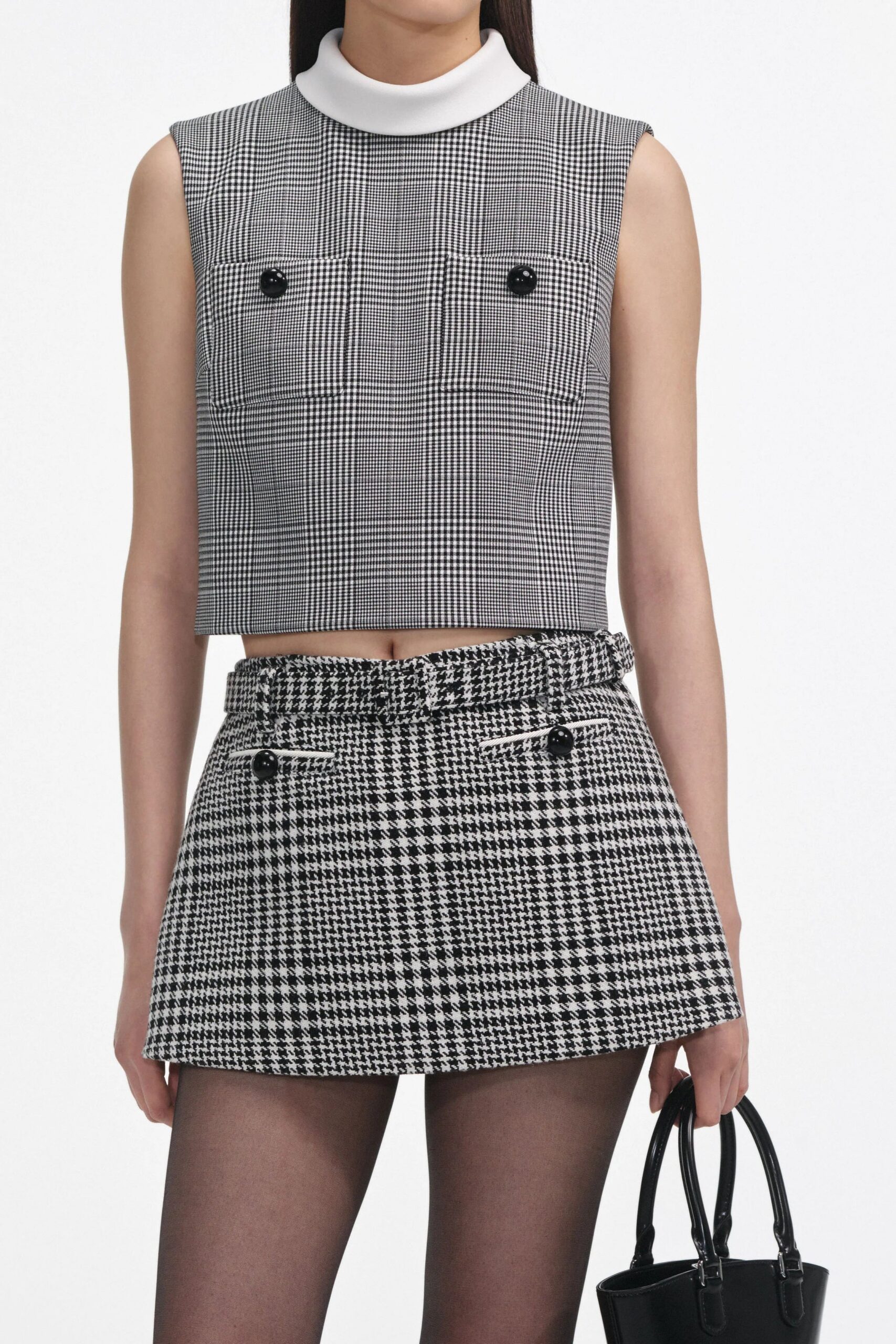 PRINCE OF WALES CHECK BLOUSE, OFFICE WEAR TOP