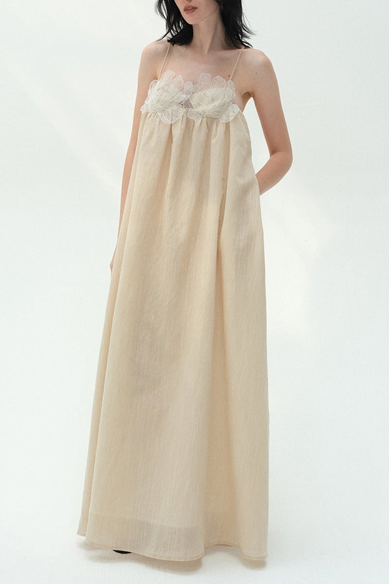 IRIS HALTER MAXI DRESS IN KHAKI