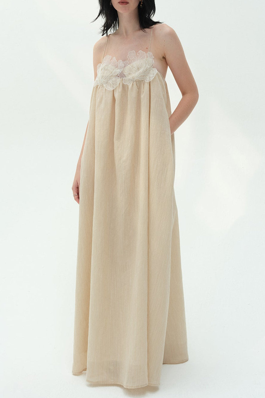 IRIS HALTER MAXI DRESS IN KHAKI