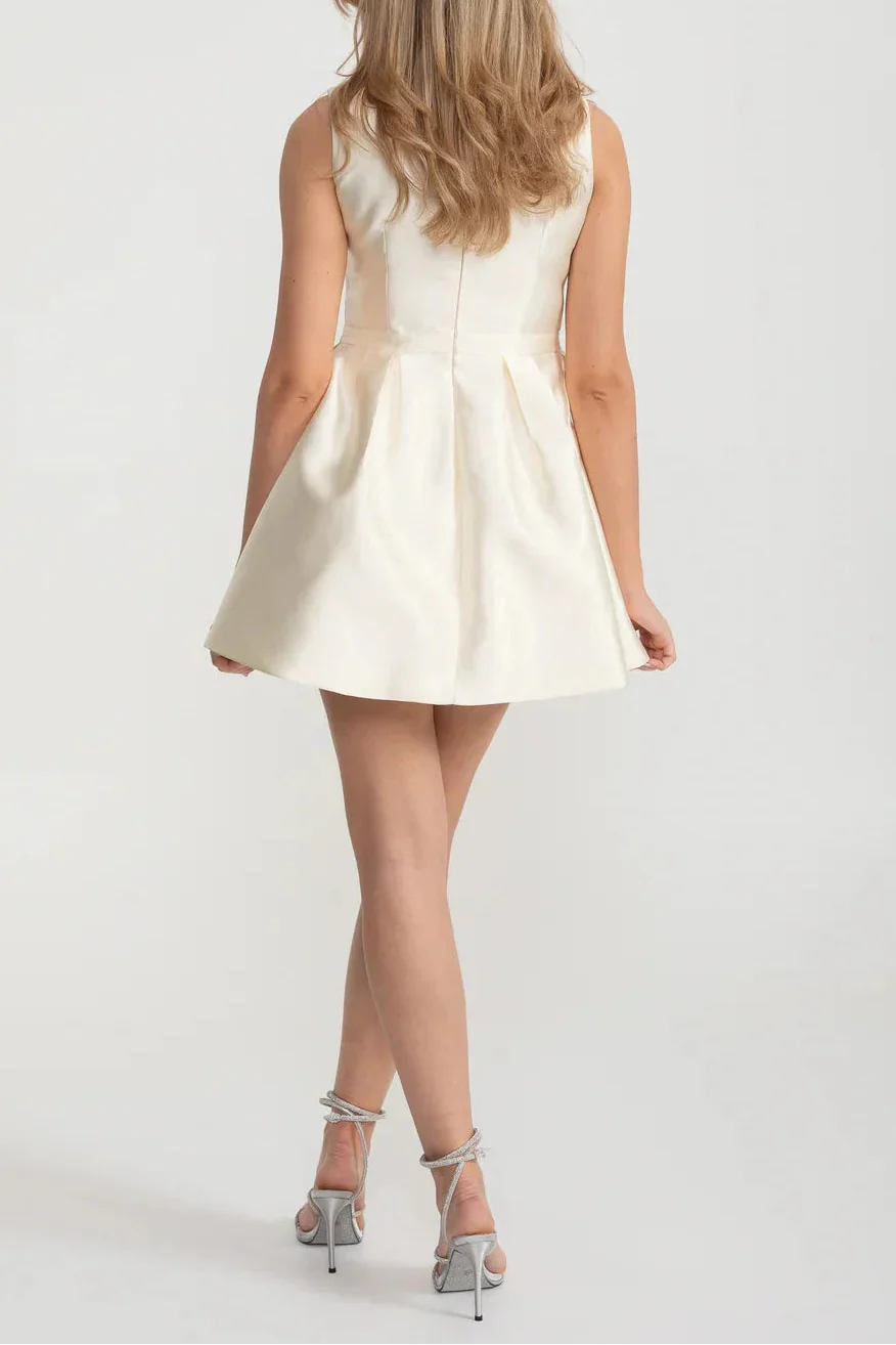 ELEGANT PEARL BOW FIT DRESS FOR WEDDING GUEST