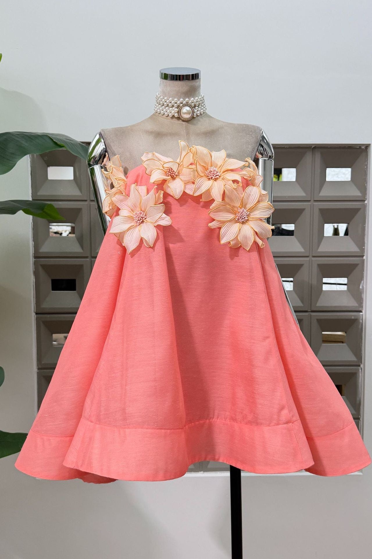 SABRINA OFF-SHOULDER 3D FLORAL PINK MINI DRESS