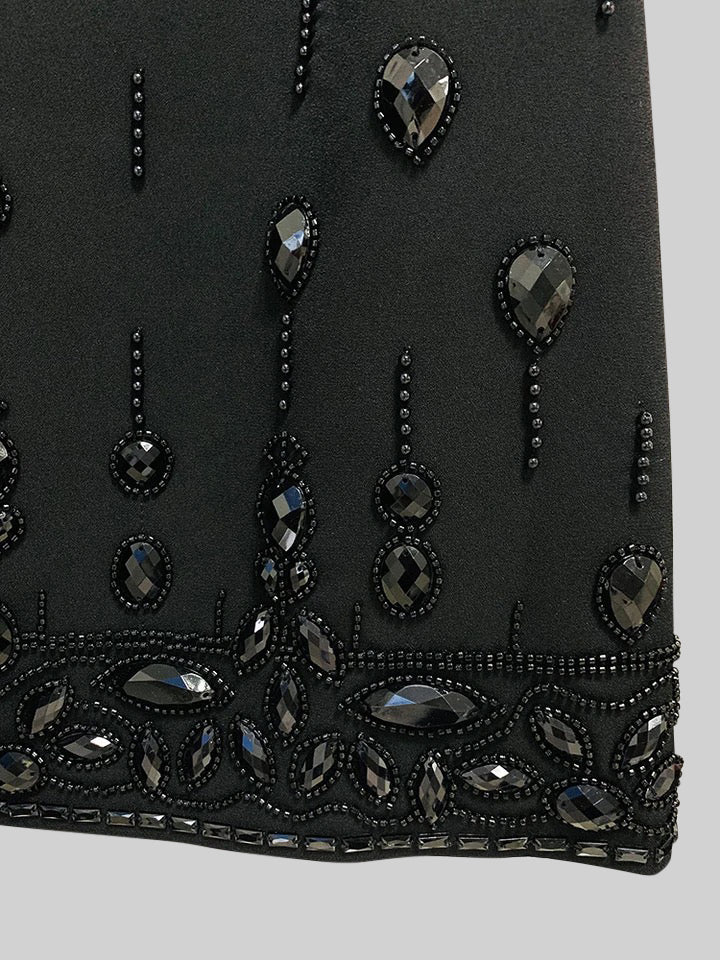 SEQUIN DIAMOND CO-ORD SET MINI SKIRT BLACK PARTY