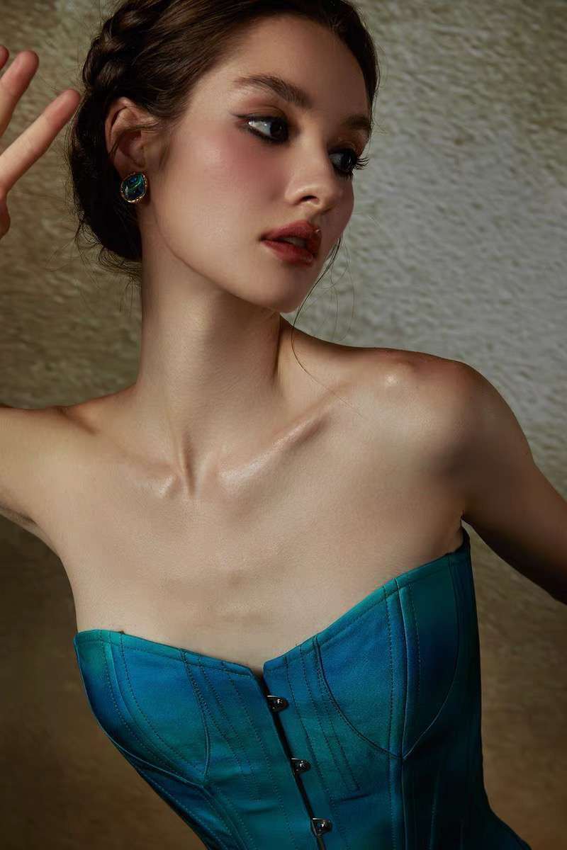 EMELINE BLUE CORSET & LONG SKIRT FORMAL SET