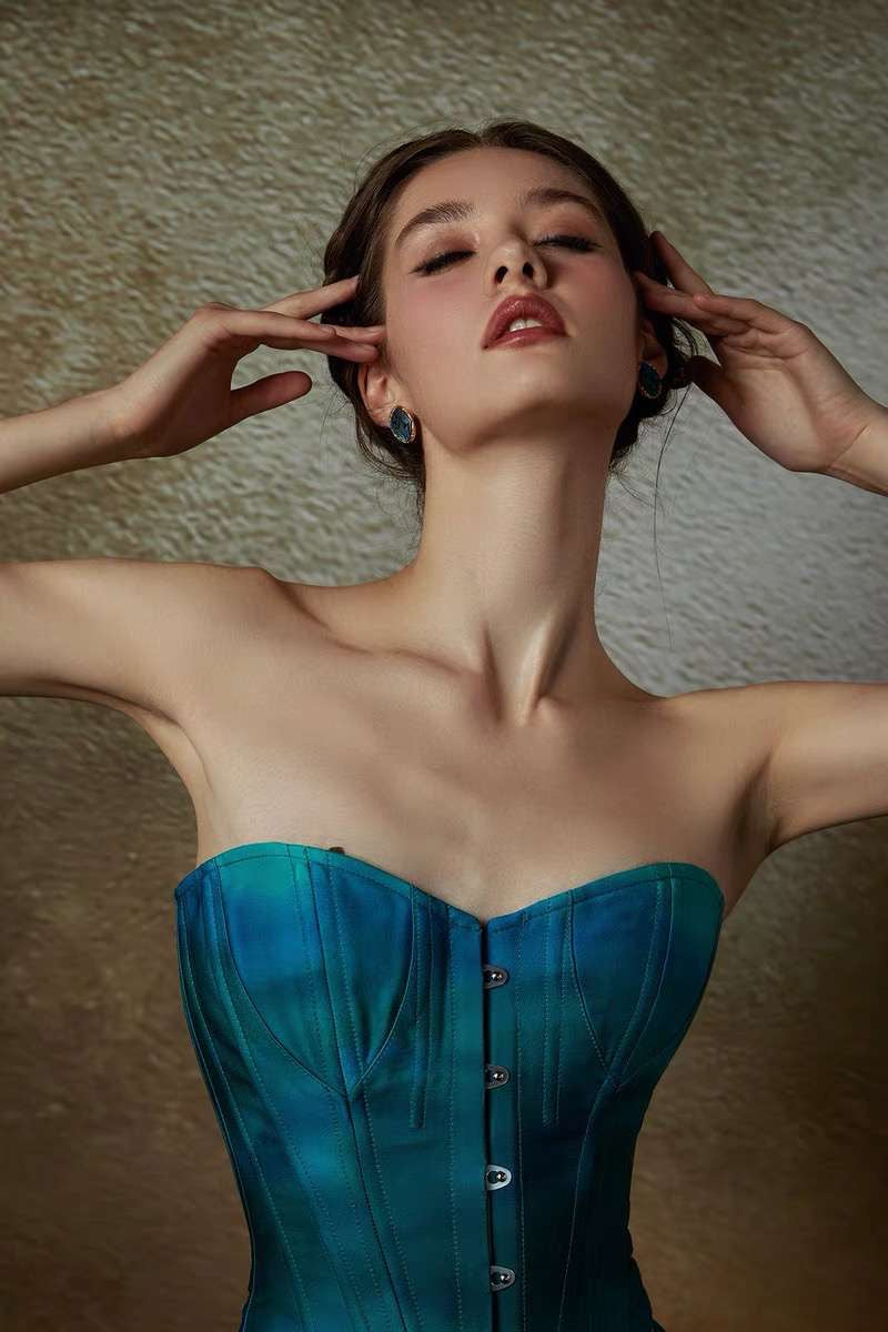 EMELINE BLUE CORSET & LONG SKIRT FORMAL SET
