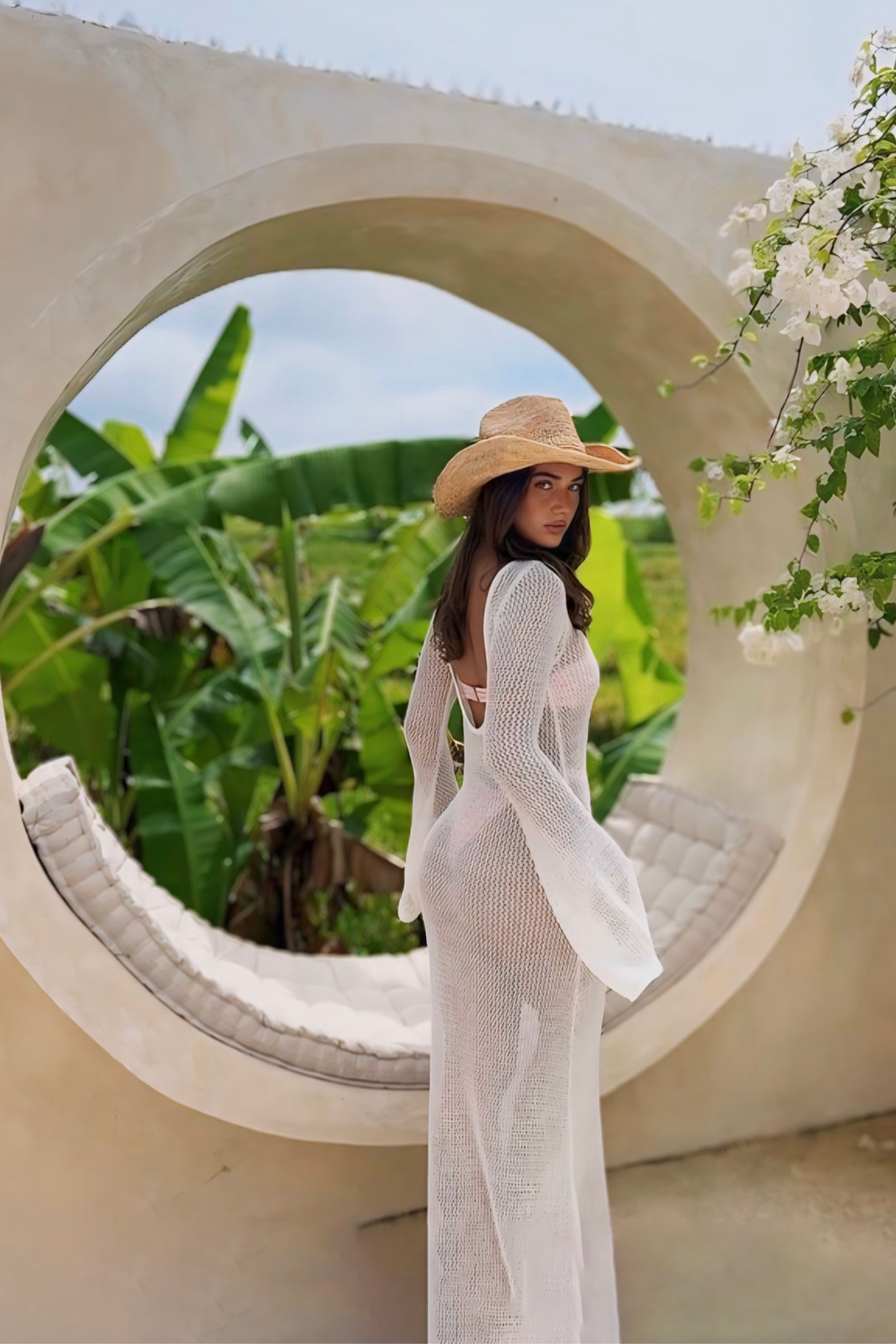 EYELET KNIT MAXI DRESS FOR SUMMER