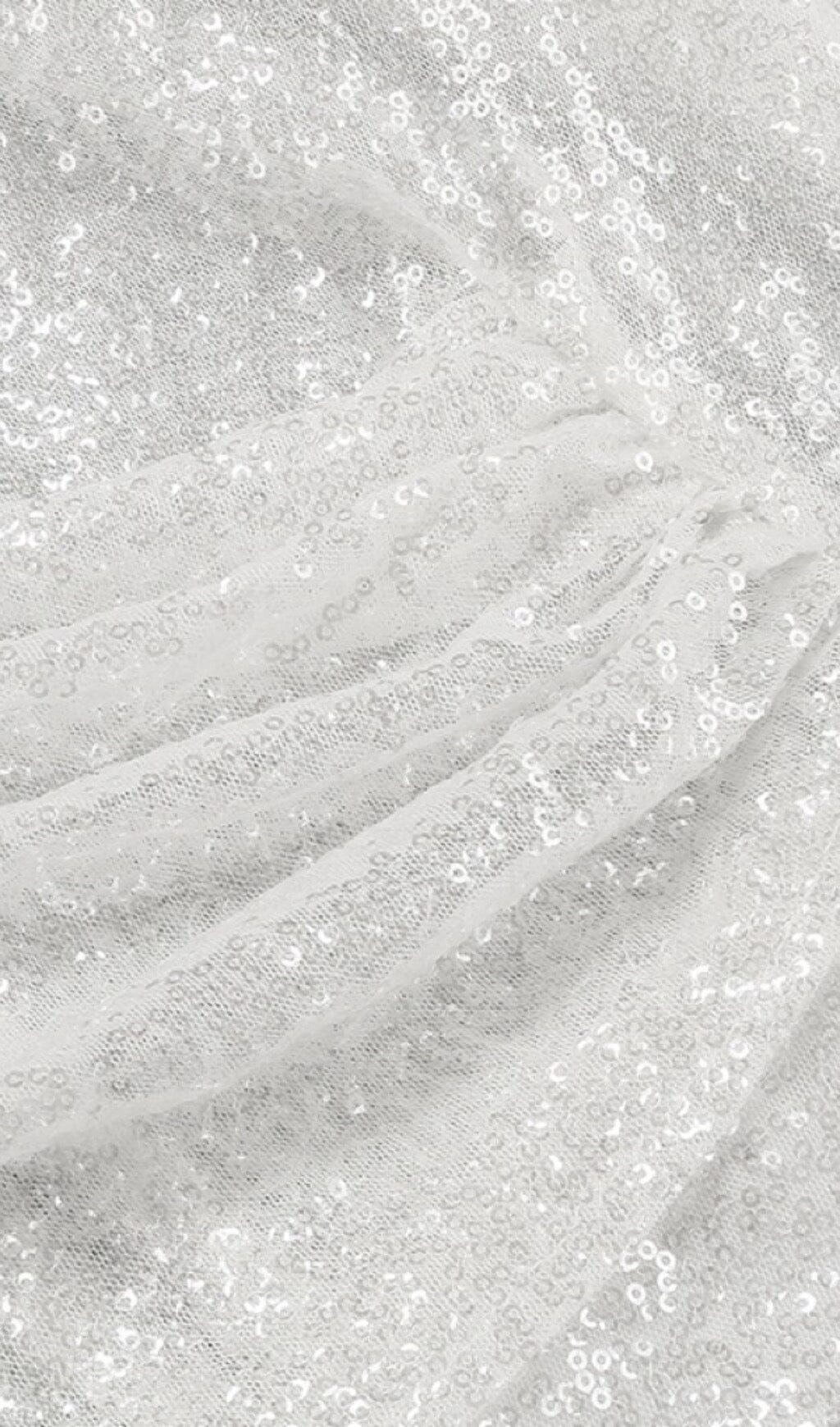 SEQUIN FEATHER WHITE MINI DRESS FOR PARTY