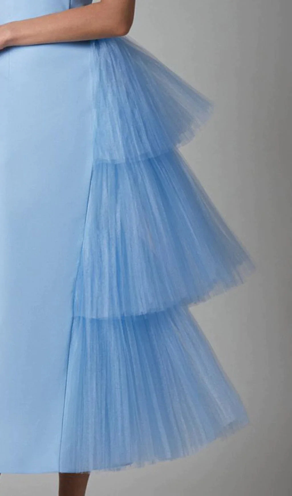 MESH STITCHED LIGHT BLUE DRESS FOR WEDDING
